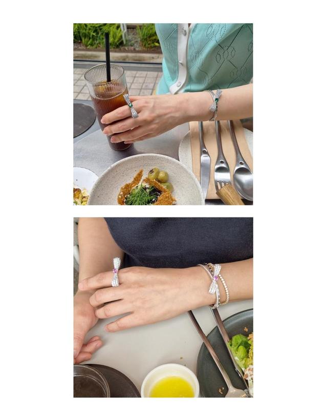 타리 마코이 Sterling silver925 리본 뱅글 착용컷