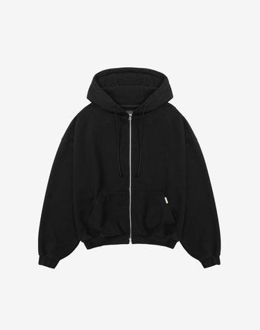 Oversized Full Zip Hoodie - Black
