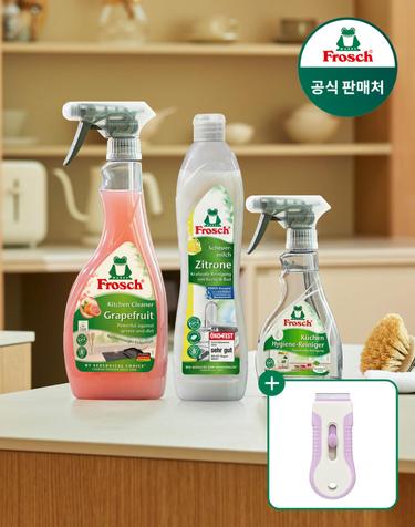 프로쉬 독일 주방청소SET (자몽기름때클리너+키친클리너+레몬인덕션클리너)+스크래퍼