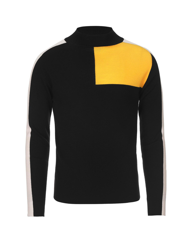 퓨처레트로 (UNISEX) COLORBLOCK POLA KNIT / WOMEN 블랙 착용컷