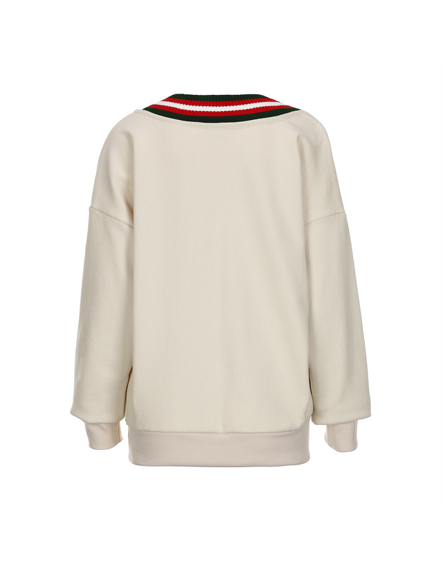 퓨처레트로 (UNISEX) V NECK RETRO LOGO MTM / MEN 베이지 착용컷
