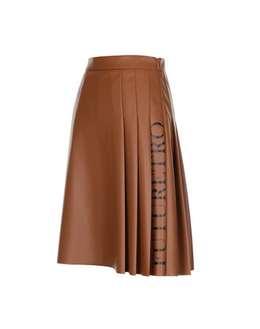 (WOMEN) LEATHER FUTURE SIDE PLEATSKIRT