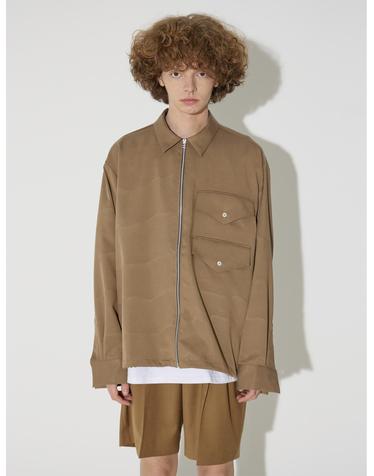 Zipper Two Pocket Shirts Jacket(Brown)