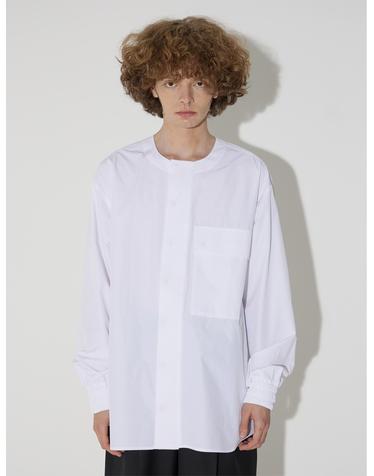 Collarless Big Pocket Shirt(White)