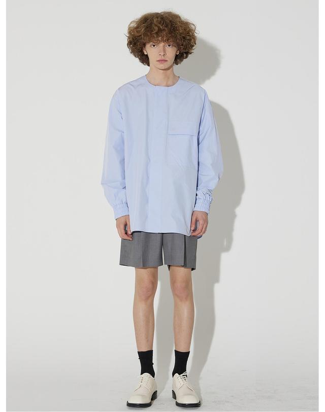밀린 Collarless Big Pocket Shirt(Sky blue) 착용컷
