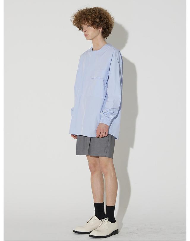 밀린 Collarless Big Pocket Shirt(Sky blue) 착용컷
