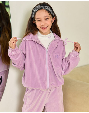 골지벨로 집업셋업_라벤더