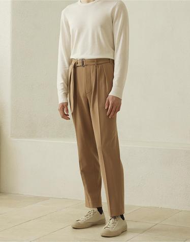 TWO TUCK BLETED PANT (Beige)