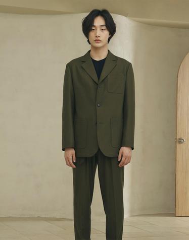 3 BUTTON SINGLE BREASTED JACKET (Khaki)