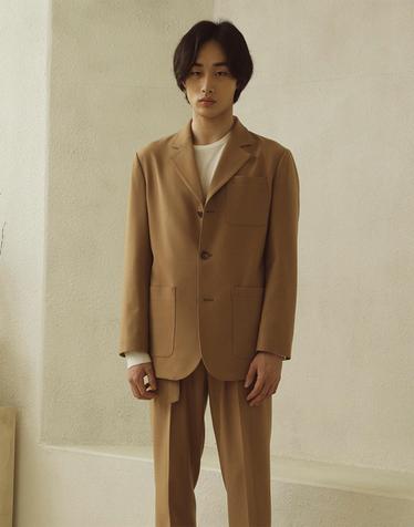 3 BUTTON SINGLE BREASTED JACKET (Beige)