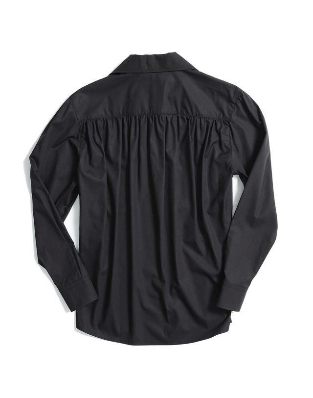 필시크 One-piece collar shirring shirt (Black) 블랙 착용컷