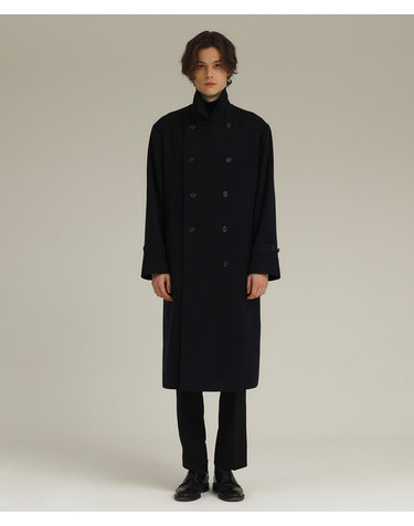 PECOLAMB MELTON DOUBLE COAT (Navy)