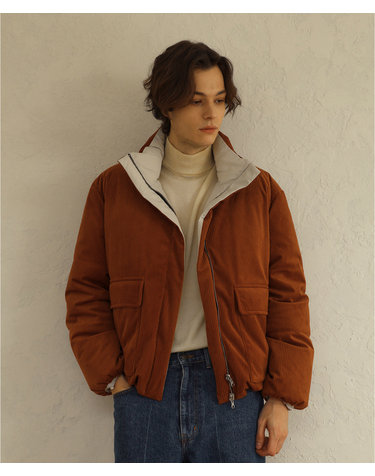 REVERSIBLE CORDUROY NYLON GOOSE DOWN (Brown Ivory)