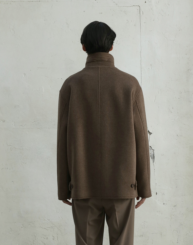 필시크 WOOL HALF COAT (MELANGE BROWN) 착용컷