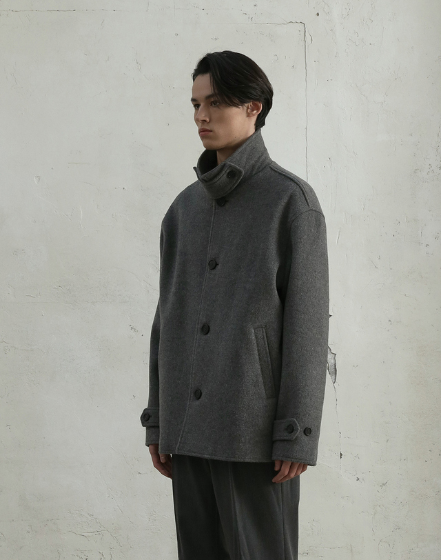 필시크 WOOL HALF COAT (MELANGE GRAY) 착용컷