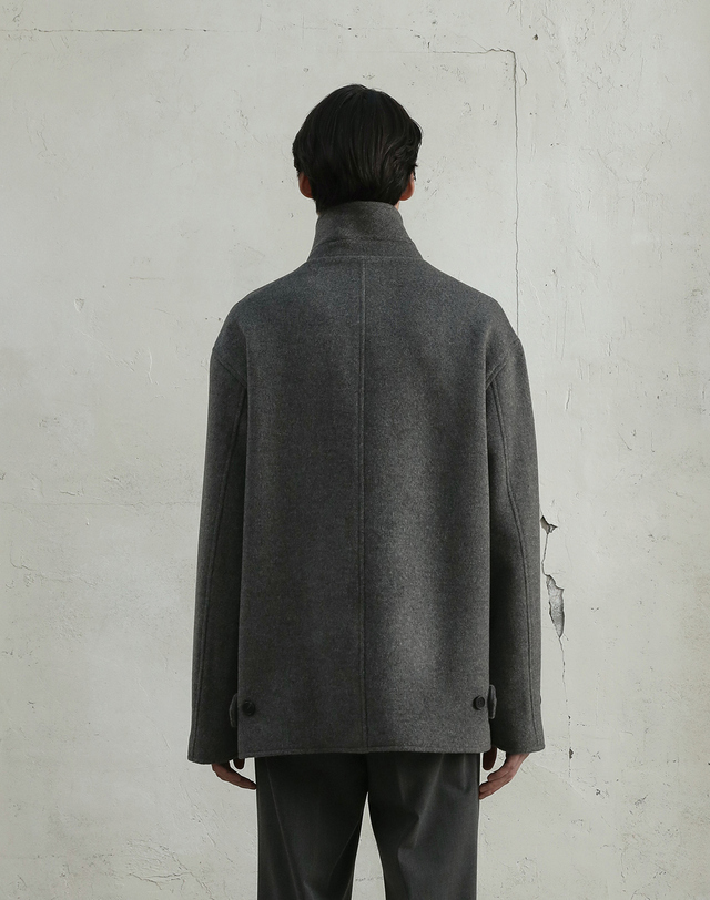 필시크 WOOL HALF COAT (MELANGE GRAY) 착용컷