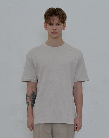 ORGANIC COTTON WAFFLE KNIT T-SHIRT (Ivory)