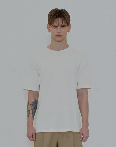 ORGANIC COTTON WAFFLE KNIT T-SHIRT (White)