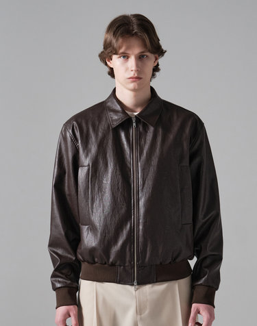 LEATHER BLOUSON (DARK BROWN)