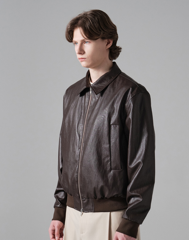 필시크 LEATHER BLOUSON (DARK BROWN) 초콜릿 착용컷