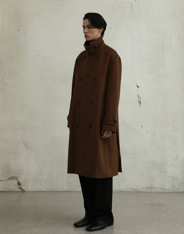 필시크 LAMBWOOL OFFICER COAT (BROWN) 브라운 착용컷