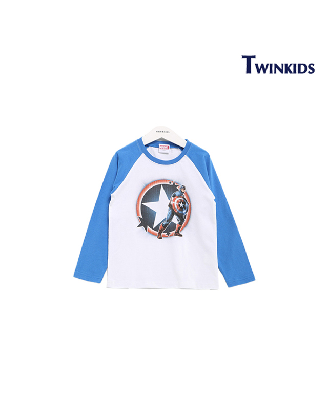 트윈키즈 [TWINKIDS] 마블라글랑티셔츠(T8SM9T82_BL) 착용컷