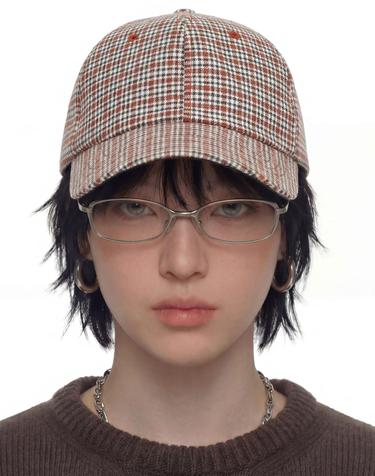 체크 패턴 볼캡 POP HOUND / AUTHENTIC B B / ORANGE CHECK