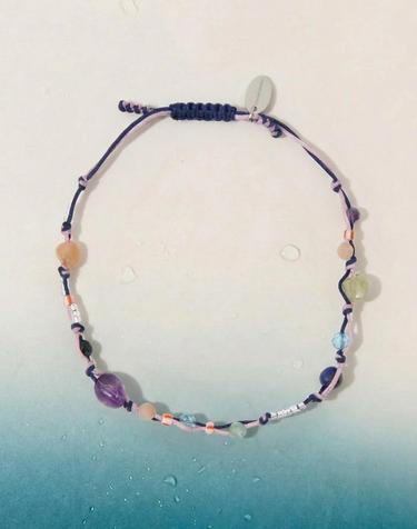 컬러풀 원석 비즈 장식 사이즈 조절 캐주얼 팔찌 COLOR STONE / BEADS BRACELET / P NAVY