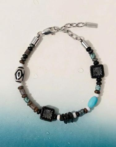 체코 비즈 오리엔탈 무늬 사이즈 조절 스틸 팔찌 CZECH BEADS / STONE BRACELET / BR