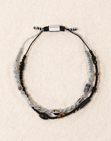 더블 레이어 두줄 원석 비즈 사이즈 조절 스틸 팔찌 DOUBLE LAYER / BEADS BRACELET / BG