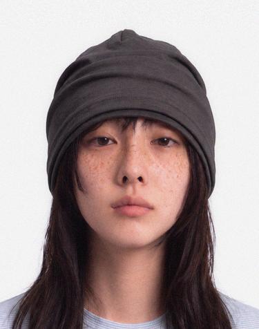 겨울 롤업 이중 레이어드 슬러브 롱비니 남녀공용 모자 DOUBLE KNIT HAT / AG WOOL / DUSTY CHARCOAL
