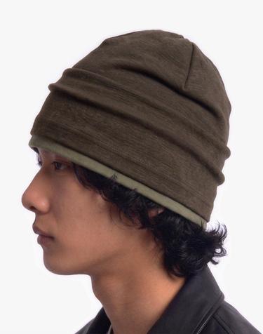 겨울 롤업 이중 레이어드 슬러브 롱비니 남녀공용 모자 DOUBLE KNIT HAT / AG WOOL / MELANGE KHAKI