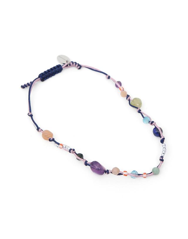 언더컨트롤 컬러풀 원석 비즈 장식 사이즈 조절 캐주얼 팔찌 COLOR STONE / BEADS BRACELET / P NAVY 착용컷