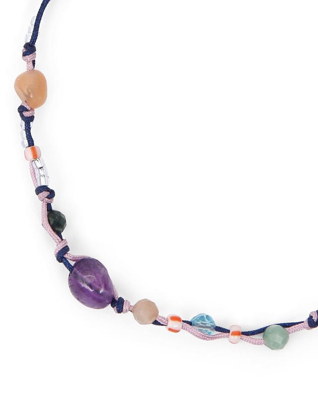 언더컨트롤 컬러풀 원석 비즈 장식 사이즈 조절 캐주얼 팔찌 COLOR STONE / BEADS BRACELET / P NAVY 착용컷