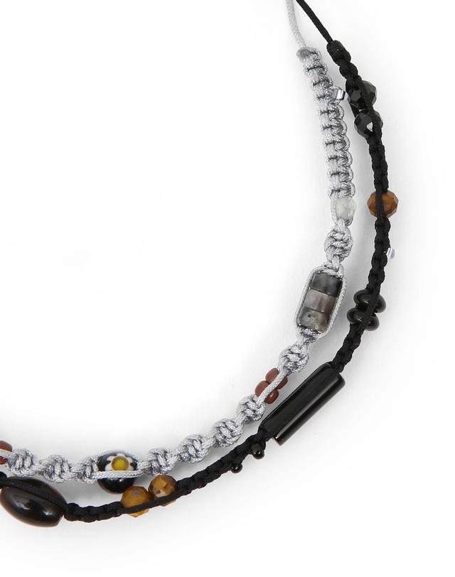 언더컨트롤 더블 레이어 두줄 원석 비즈 사이즈 조절 스틸 팔찌 DOUBLE LAYER / BEADS BRACELET / BG 착용컷