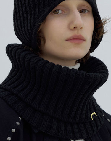 겨울 목도리 NECK WARMER / RIB / LAMBS WOOL / BLACK