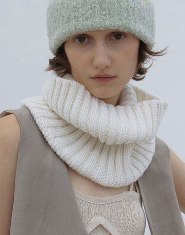 겨울 목도리 NECK WARMER / RIB / LAMBS WOOL / CREAM