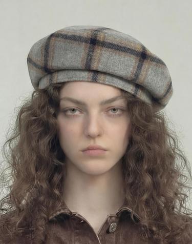 겨울 체크패턴 베레모 FULL MOON BERET / WOOL CHECK / SMOKE GREY