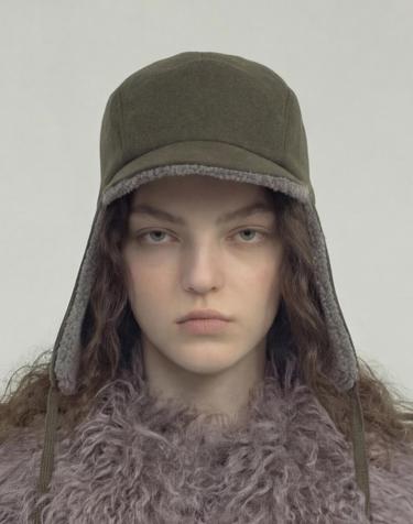 겨울 양면 털모자 TRAPPER HAT / REVERSE FUR / FLANNEL OLIVE