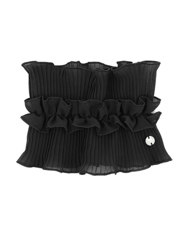 언더컨트롤 스튜디오 여름 레이스 넥게이트 NECK TUBE / DOUBLE PLEATED LACE / BLACK 착용컷