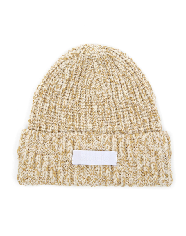 언더컨트롤 스튜디오 겨울 롱비니 FLOW BEANIE / CROSS WAVE WOOL / MUSTARD 착용컷