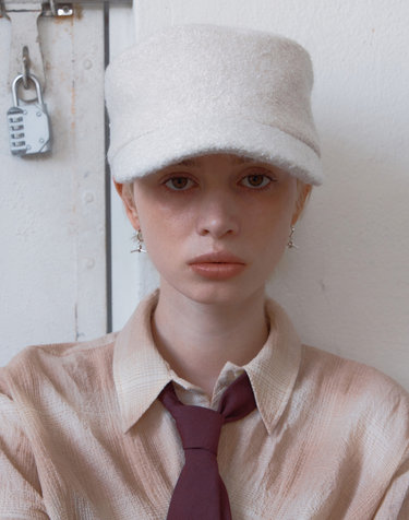 부클 겨울 벨보이캡 UNIFORM CAP / BOUCLE / CREAM