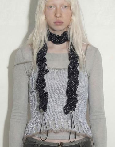 끈 조절 여름 스카프 STRING PLEATS MUFFLER / DOT / BLACK