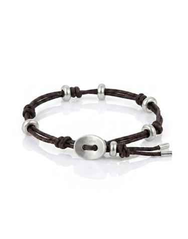 워싱 가죽 스트랩 스테인리스 스틸 파츠 디테일 캐주얼 팔찌 STAINLESS DISC / LEATHER BRACELET / BR