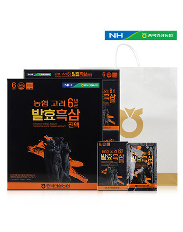 충북인삼농협 고려 6년근 발효흑삼진액 (70ml X 30포)  쇼핑백 포함