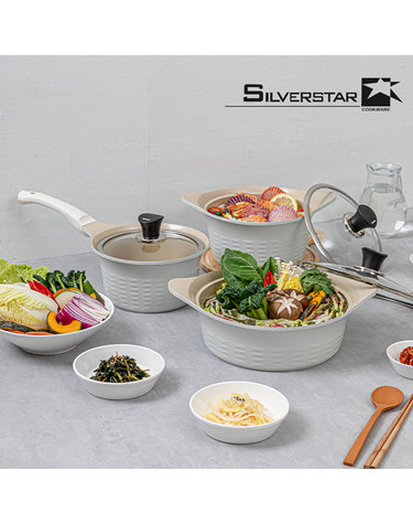 [SILVERSTAR] 쿡쿡 세라믹코팅 인덕션IH 주물냄비 3종세트(편18+양20+전24)