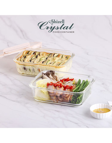 [Shizell] 쉬젤 크리스탈 내열밀폐용기 직사각2종세트(직사각1050ml x 2ea)