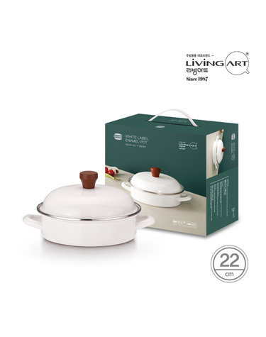 [LivingART] 리빙아트 옥슨 법랑냄비 화이트라벨 전골 22cm (낮은형)