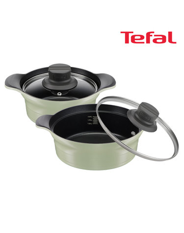 [Tefal] 테팔 인덕션 티타늄 아로마 통주물 2종세트 (뚝배기 18cm+전골냄비 24cm)