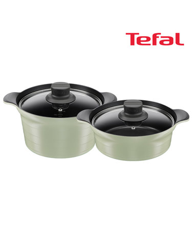 [Tefal] 테팔 인덕션 티타늄 아로마 통주물 2종세트 (양수냄비 24cm+전골냄비 24cm)